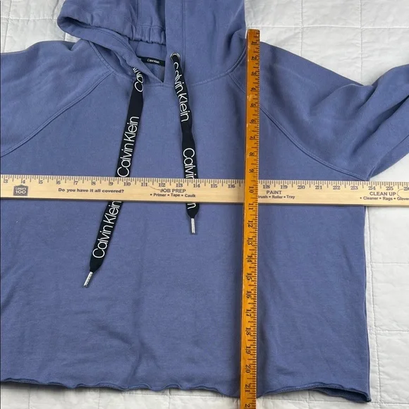 Calvin Klein Womens Blue Logo Drawstring Hoodie‎ Sweatshirt L G - Picture 2 of 6